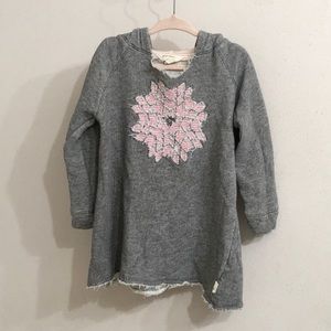 Burt’s Bees Baby Girls Toddler Gray Organic Cotton Hooded Dress Pink Snowflake